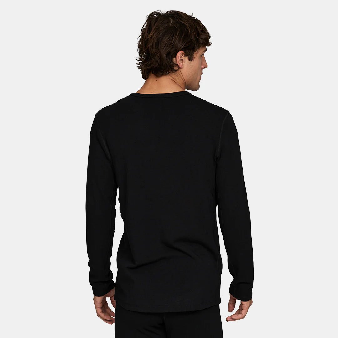 Le Bent Heavyweight Grid Fleece Crew Mens Base Layer Black - Elevation107