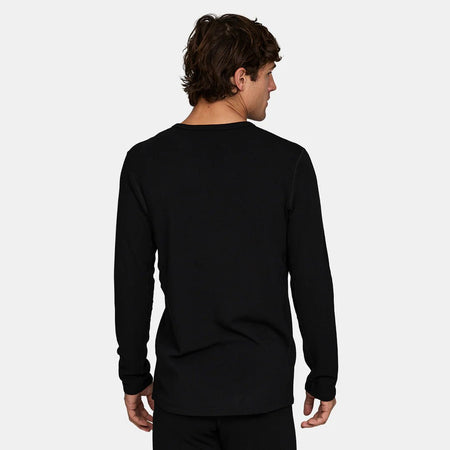Le Bent Heavyweight Grid Fleece Crew Mens Base Layer Black - Elevation107