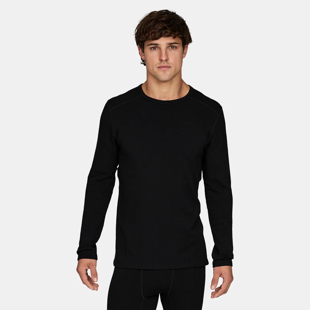Le Bent Heavyweight Grid Fleece Crew Mens Base Layer Black - Elevation107