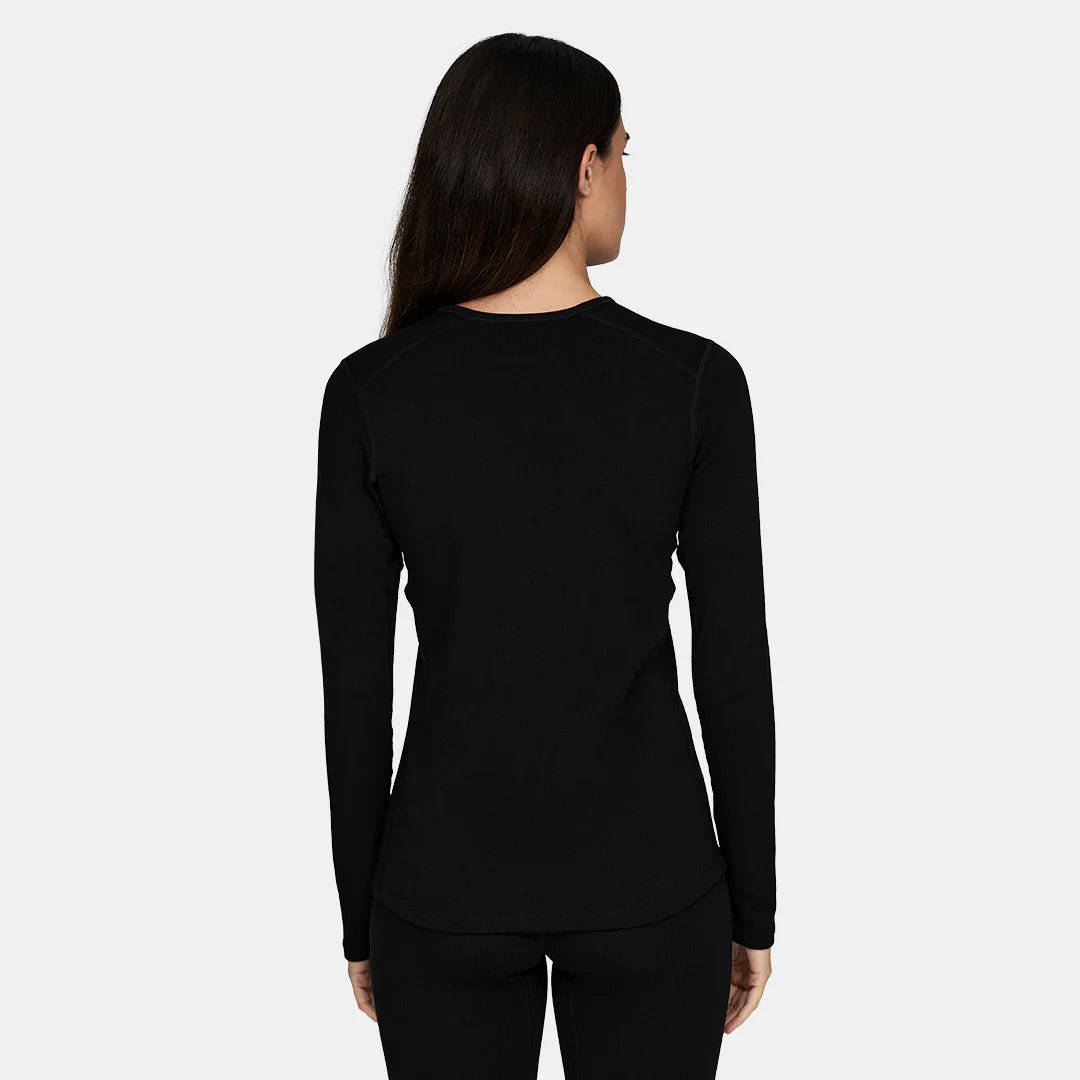 Le Bent Heavyweight Grid Fleece Crew Womens Base Layer Black - Elevation107
