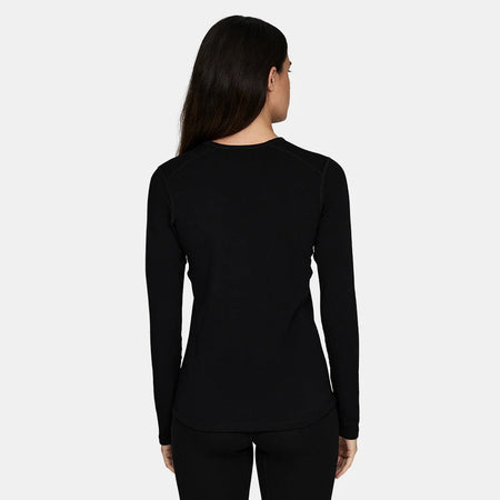 Le Bent Heavyweight Grid Fleece Crew Womens Base Layer Black - Elevation107