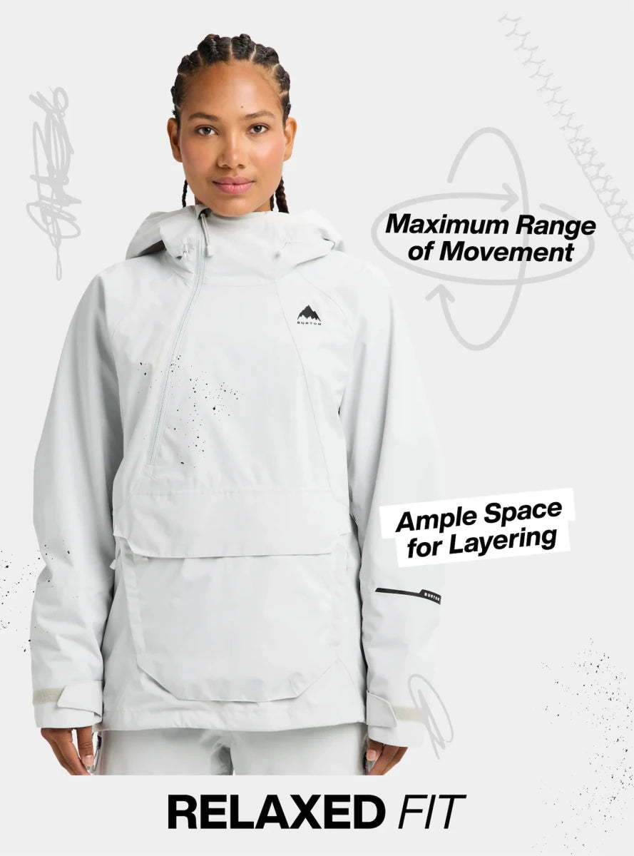 Burton Women's Reserve 2L Relaxed Anorak Jacket 2026 Grey Cloud - Elevation107
