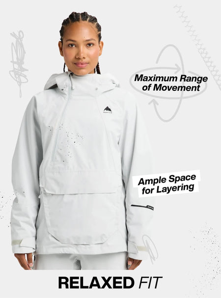 Burton Women's Reserve 2L Relaxed Anorak Jacket 2026 Grey Cloud - Elevation107
