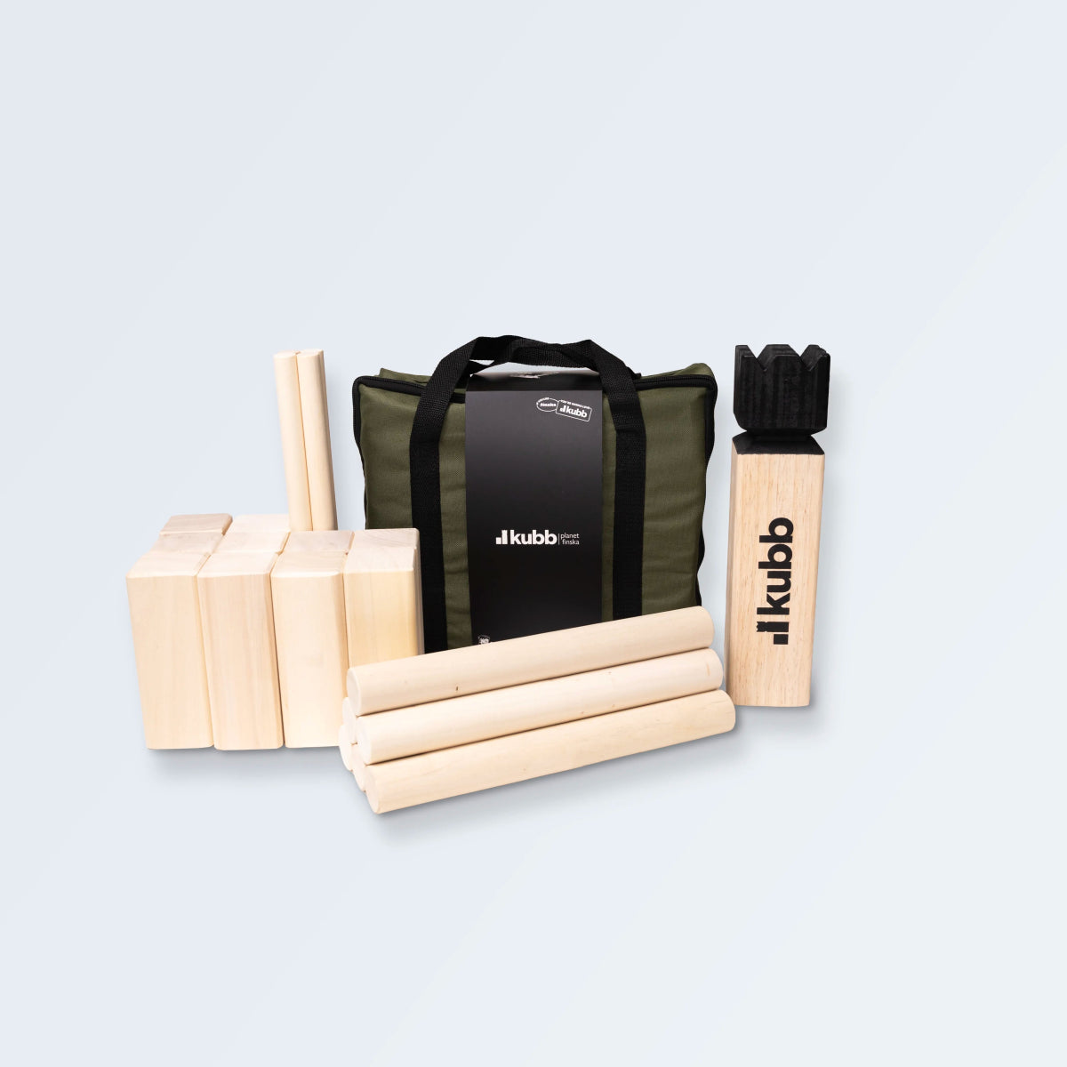 Planet Finska Kubb Original in Travel Bag Moss Green, Black Crown - Elevation107