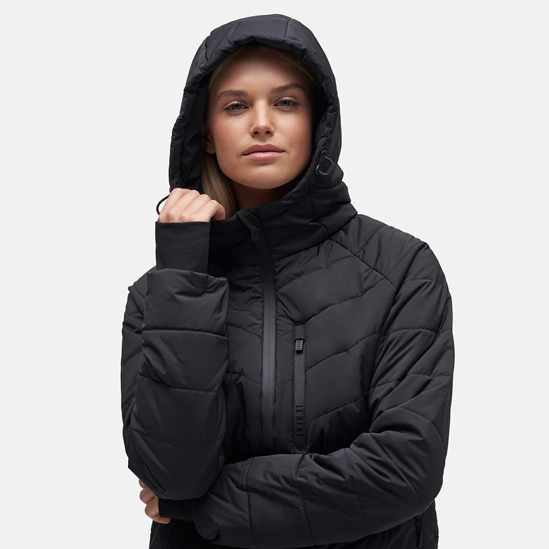 Le Bent Genepi Wool Insulated Hooded Jacket Womens Black - Elevation107