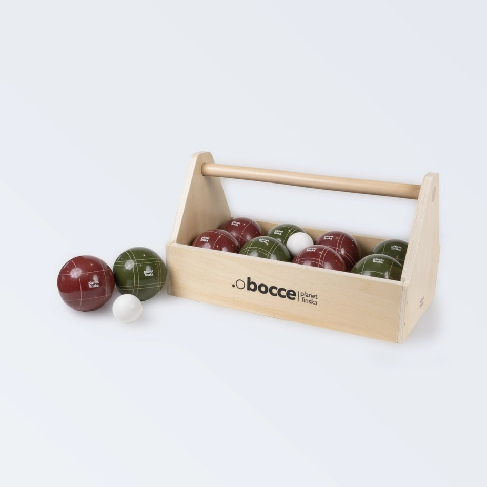 Planet Finska Premium Bocce in Tool Box - Terra Red / Moss Green - Elevation107