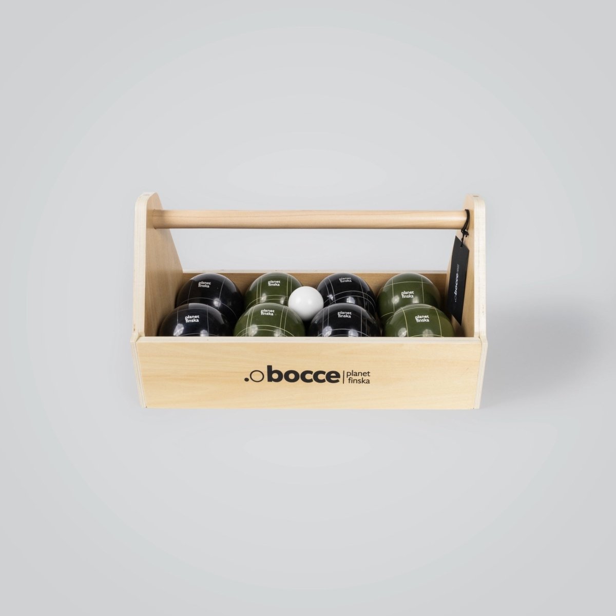 Planet Finska Premium Bocce in Tool Box - Charcoal Black / Moss Green - Elevation107