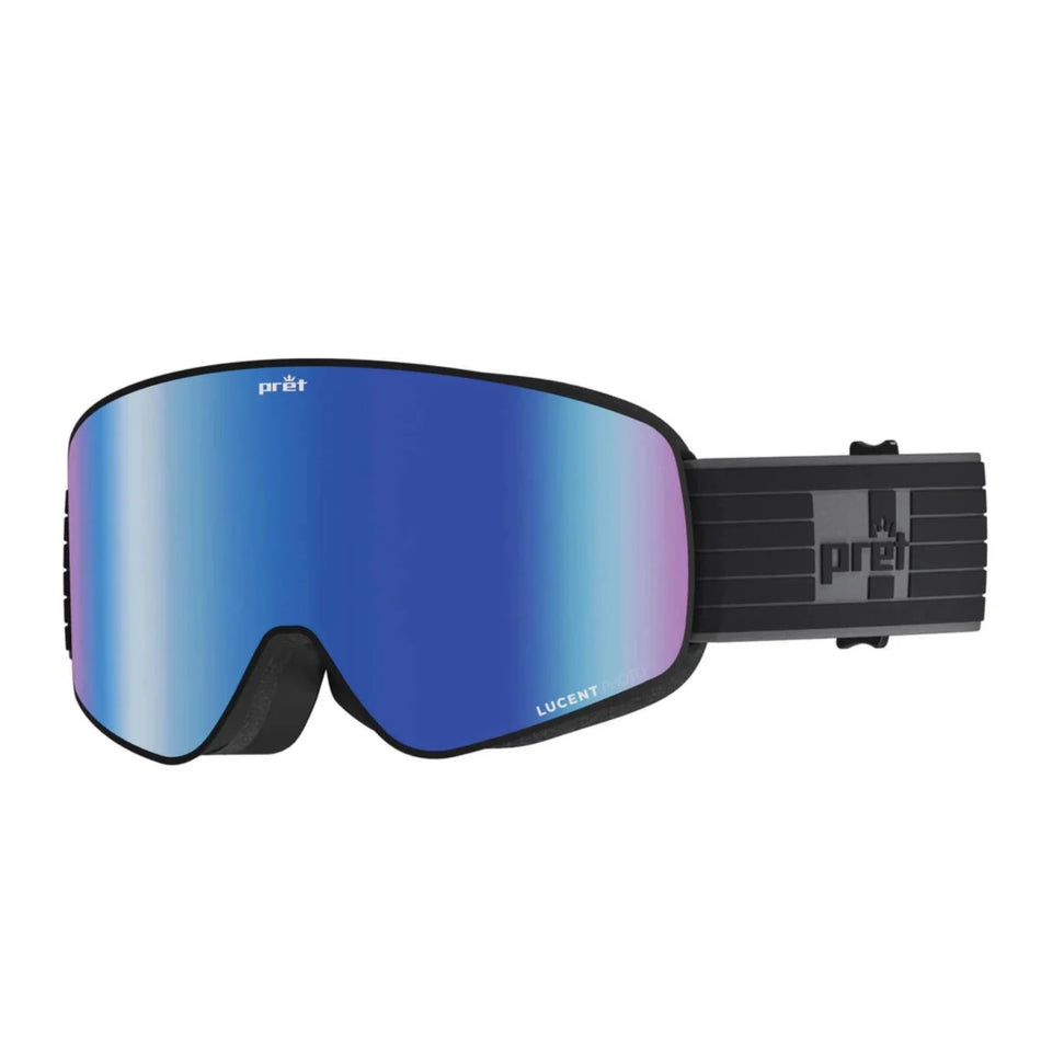 Pret Effect Lucent Goggles 2026 Blue Photochromic + Spare Lens / Black Pin Stripe - Elevation107