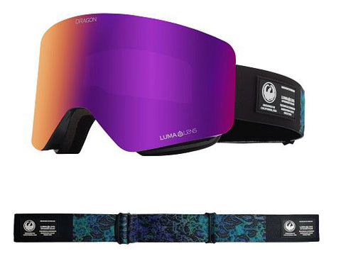 Dragon R1 OTG Snow Goggles Low Bridge 2024 Black Pearl / Lumalens Purple Ion + Lumalens Amber