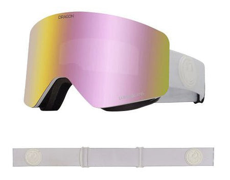 Dragon R1 OTG Snow Goggles Low Bridge Whiteout / Lumalens Pink Ion + Lumalens Dark Smoke - Elevation107