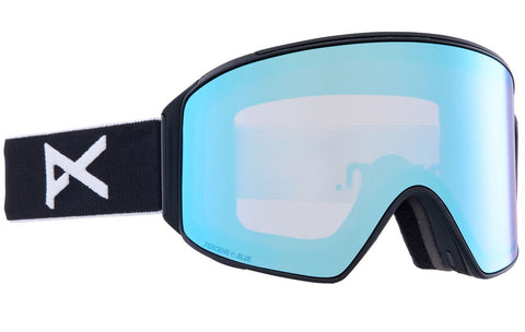 Anon M4 Cylindrical Goggles & MFI Face Mask & Spare Lens Low Bridge Fit 2024 Black / Perceive Variable Blue Lens