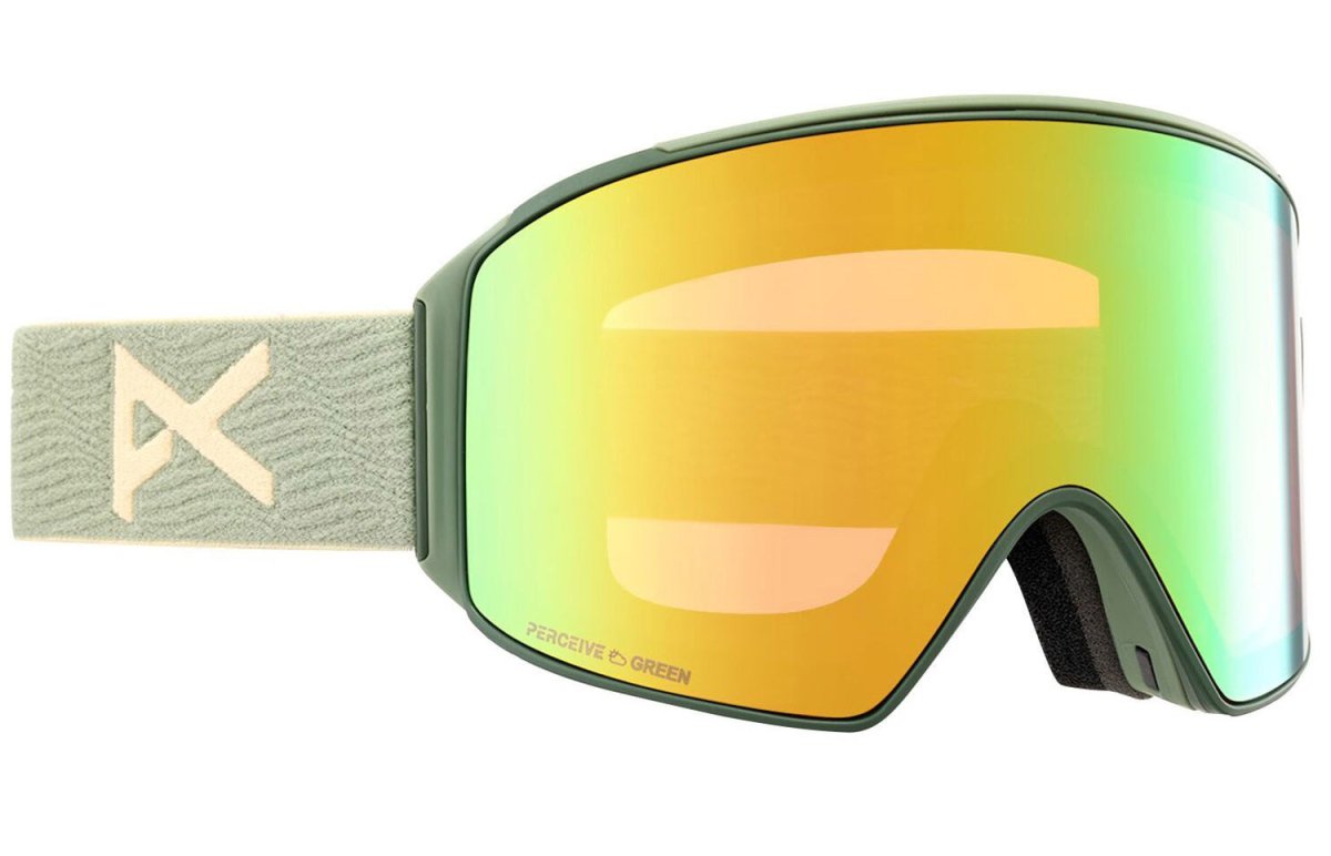 Anon M4 Cylindrical Goggles & MFI Face Mask & Spare Lens Hedge / Perceive Variable Green Lens - Elevation107