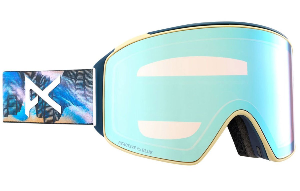 Anon M4 Cylindrical Goggles & MFI Face Mask & Spare Lens Low Bridge Fit Chet Malinow / Perceive Variable Blue Lens - Elevation107