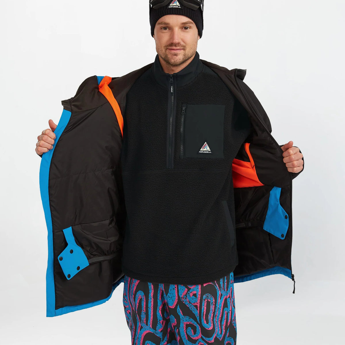 O'Neill Play Asymmetric Snow Jacket Mens 2026 Ocean Melody Colour Block - Elevation107