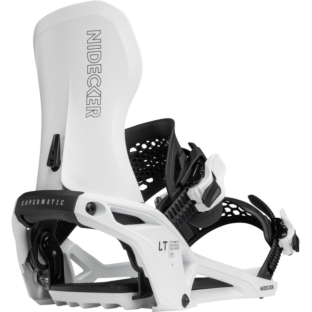 Nidecker LT Supermatic Snowboard Bindings 2026 White - Elevation107
