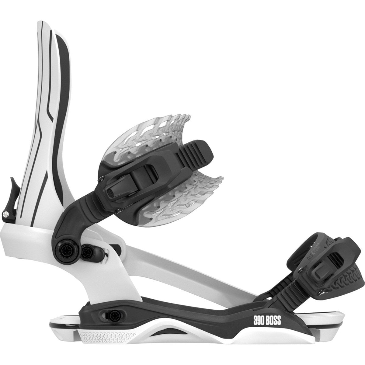 Rome 390 Boss AsymWrap Snowboard Bindings Mens 2026 White / Black - Elevation107
