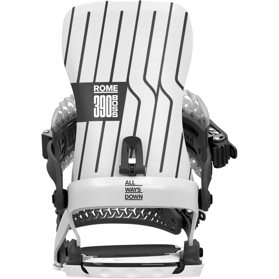 Rome 390 Boss AsymWrap Snowboard Bindings Mens 2026 White / Black - Elevation107