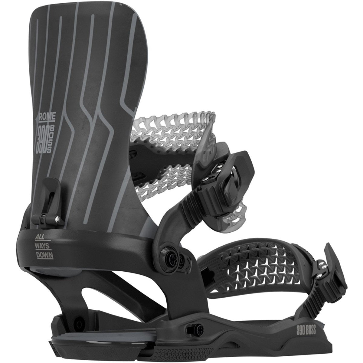 Rome 390 Boss AsymWrap Snowboard Bindings Mens 2026 Black - Elevation107