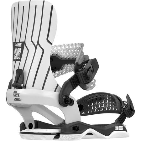 Rome 390 Boss AsymWrap Snowboard Bindings Mens 2026 White / Black - Elevation107