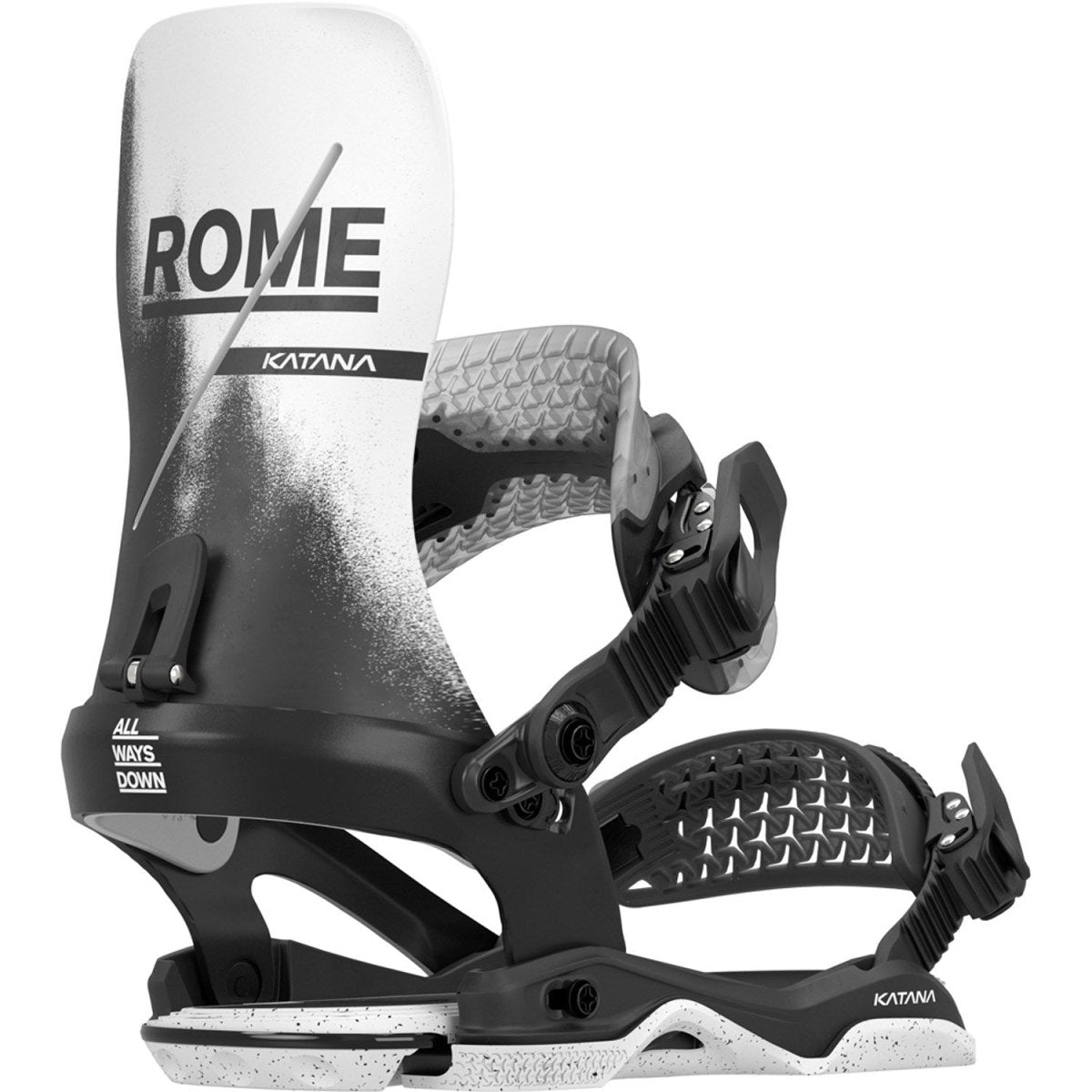 Rome Katana AsymWrap Snowboard Bindings Mens 2026 Black / White - Elevation107
