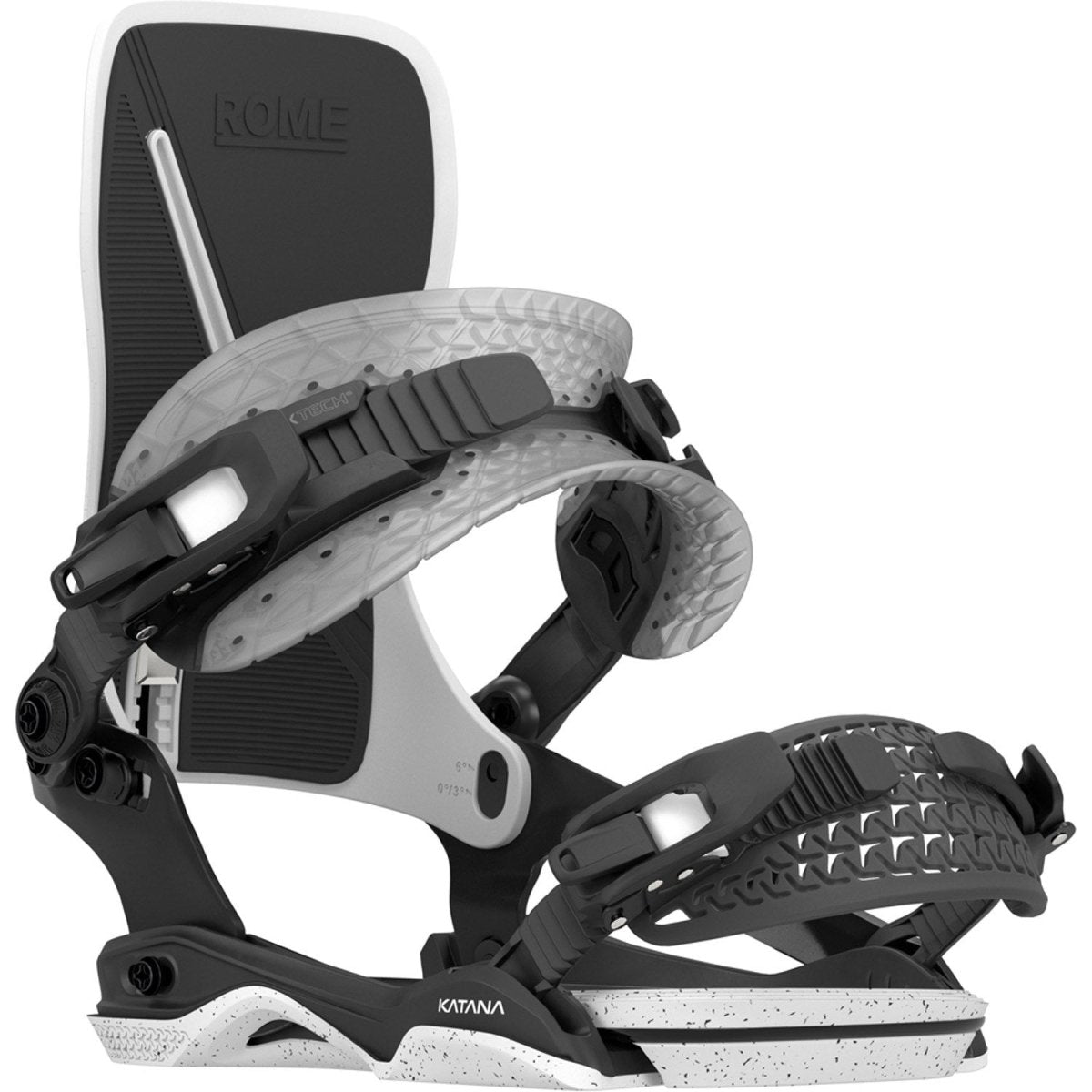 Rome Katana AsymWrap Snowboard Bindings Mens 2026 Black / White - Elevation107