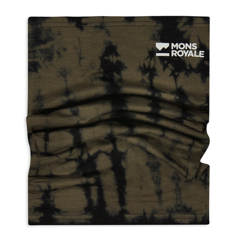 Mons Royale Unisex Daily Dose Neck Warmer 2023 Olive Tie Dye