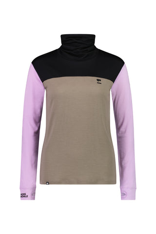 Mons Royale Yotei BF High Neck Long Sleeve Womens Orchid Dawn