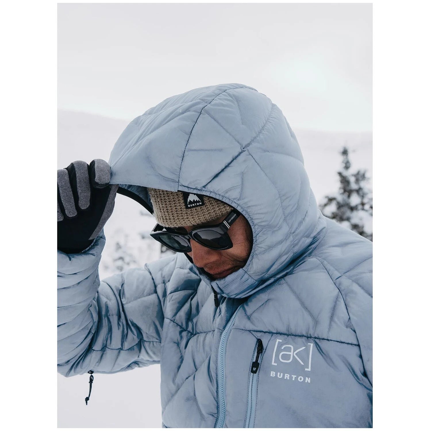 Burton [ak] Baker Hooded Down Jacket Mens 2025 Dusty Blue - Elevation107