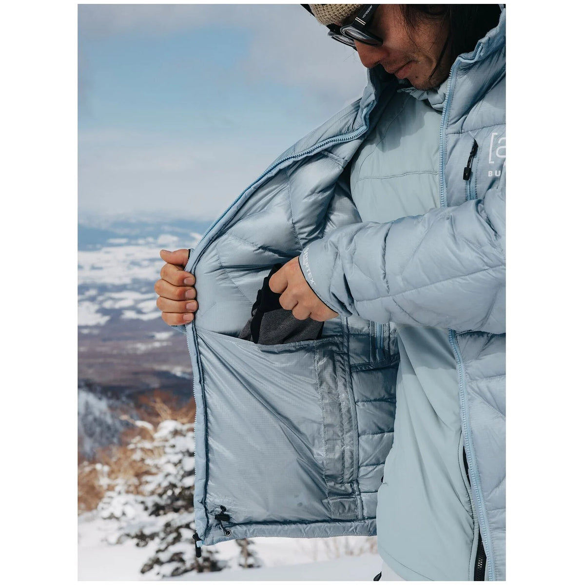 Burton [ak] Baker Hooded Down Jacket Mens 2025 Dusty Blue - Elevation107