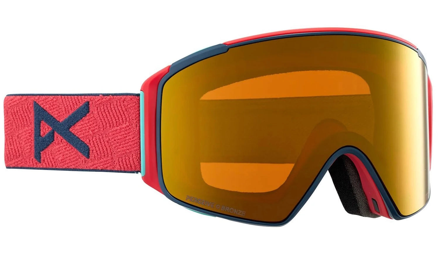 Anon M4S Cylindrical Goggles & MFI Face Mask & Spare Lens Coral / Perceive Sun Bronze Lens - Elevation107