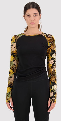 Mons Royale Bella Long Sleeve Thermals Womens Floral Camo / Black