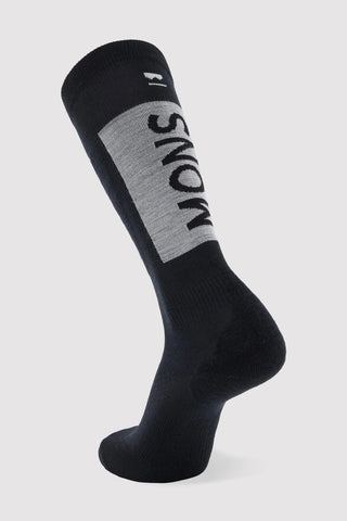 Mons Royale Atlas Merino Snow Sock 2023 Logo Black