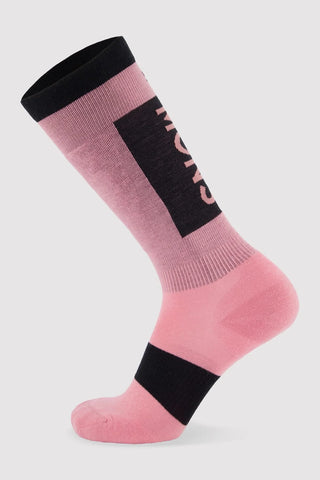 Mons Royale Atlas Merino Snow Sock 2023 Logo Dusty Pink