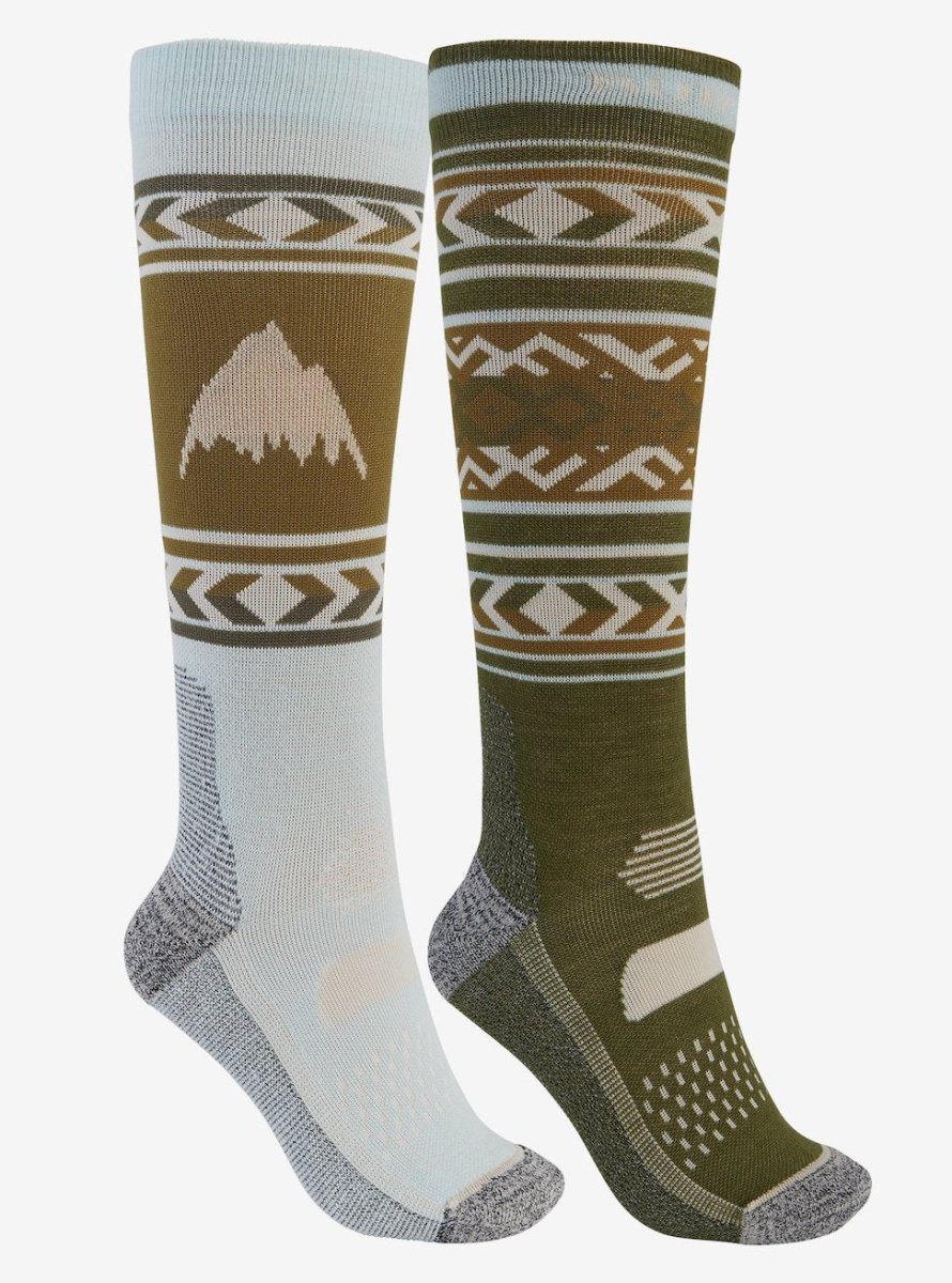 Burton Performance Lightweight Two Pack Socks Womens Martini Olive / Ether Blue - Elevation107