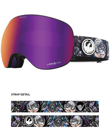Dragon X2 Snow Goggles Schop Dap 20 / Lumalens Purple Ion + Spare Lens