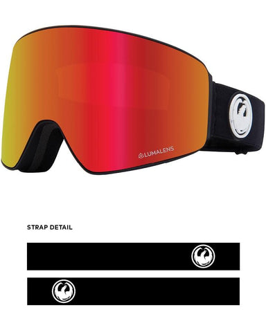 Dragon PXV Snow Goggles Black / Lumalens Red Ion + Spare Lens