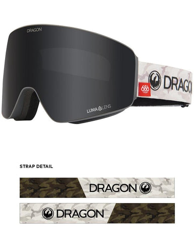 Dragon PXV Snow Goggles 686 Camo / Lumalens Dark Smoke + Spare Lens