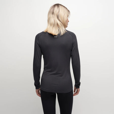 Le Bent Core Mid Weight Crew Womens Base Layer Dark Cloud - Elevation107