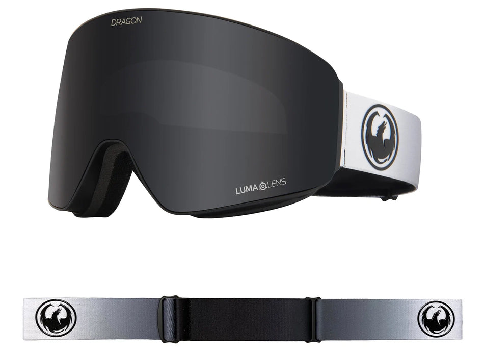 Dragon PXV Snow Goggles Fade Black / Lumalens Dark Smoke + Lumalens Flash Blue - Elevation107