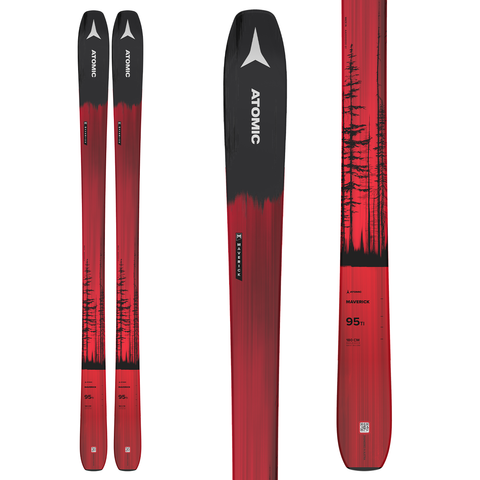 Atomic Maverick 95 Ti Snow Skis + Atomic STH 13 WTR Bindings Mens 2022 Black / Red