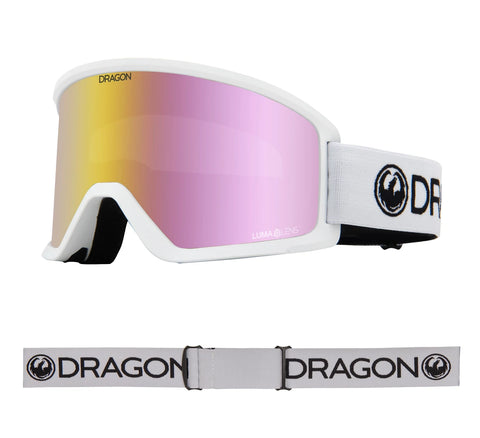 Dragon DX3 OTG Snow Goggles 2024 White Lumalens Pink Ion