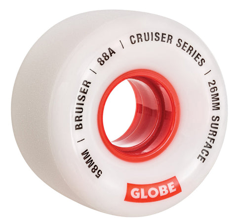 Globe Bruiser Cruiser Skateboard Wheels 58mm White / Red