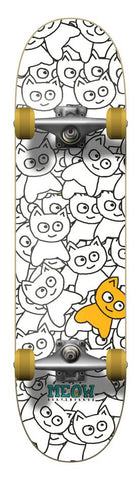 Meow Sticker Pile Skateboard Complete 8.0 White